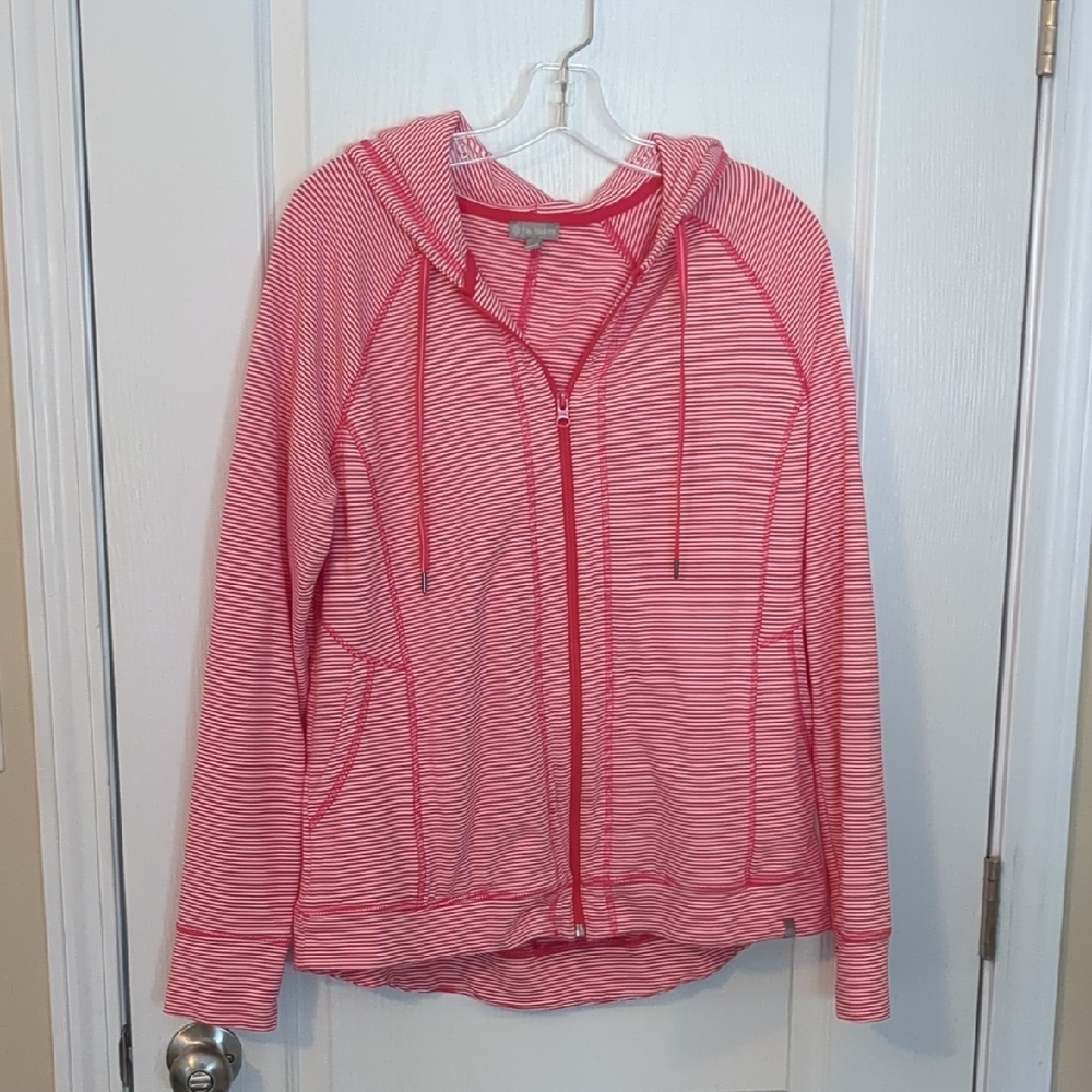 Pink And White Zip-Up Hoodie